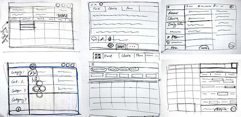 Initial Low Fidelity wireframes on paper