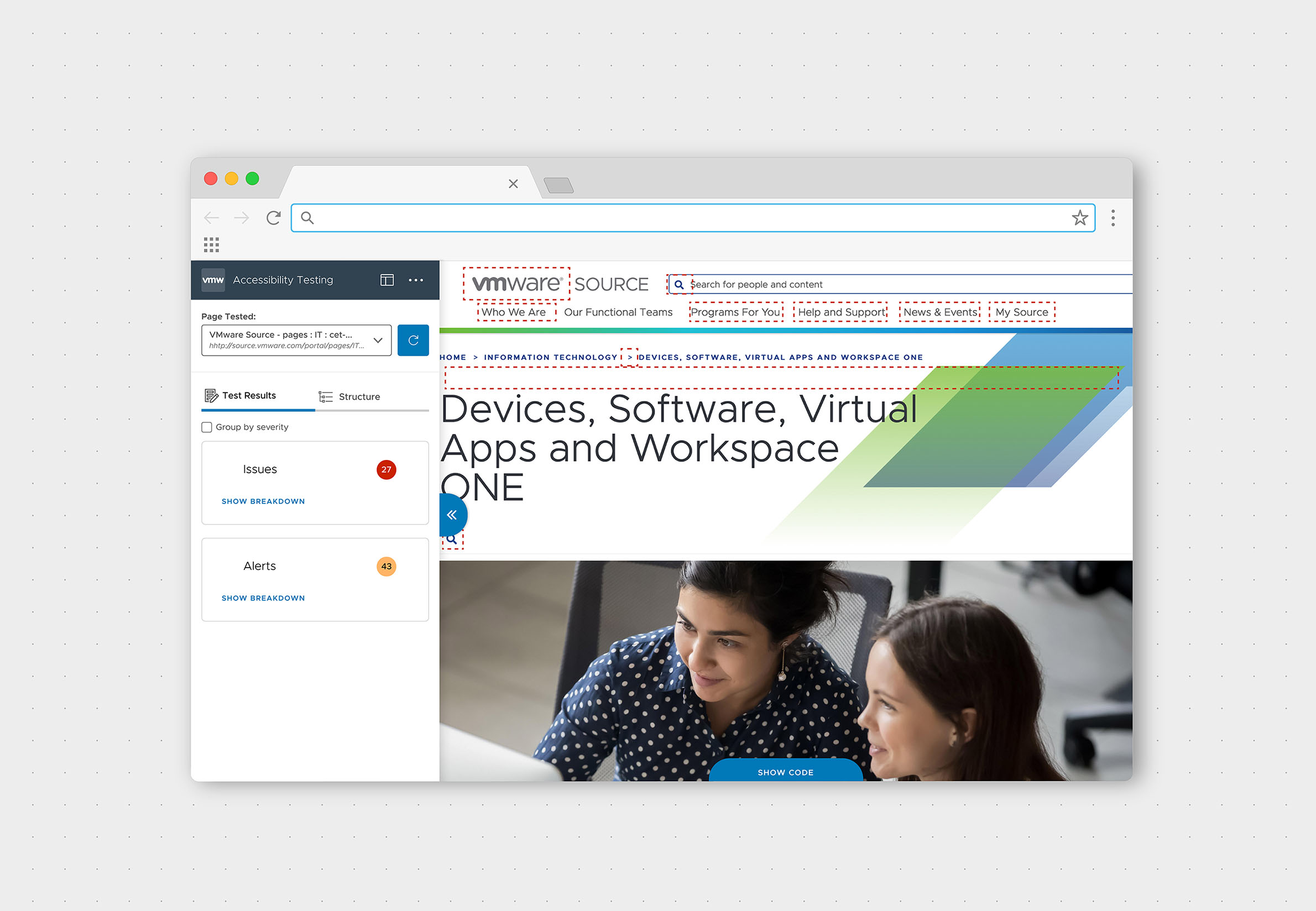 Preview of the vTaas Visual report UI